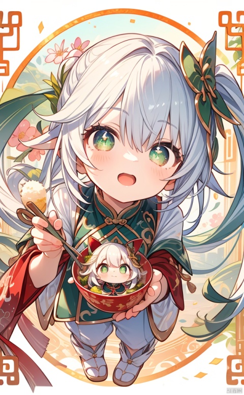  best_quality, extremely detailed details, simple,clean_picture, loli,1_girl,solo,full_body,
pretty face,extremely delicate and beautiful girls,(beautiful detailed eyes),green_eyes,white_hair,very_long_hair, spring_festival,Chinese_style,red_clothes, (\long wang ga ma\), nai3, new year