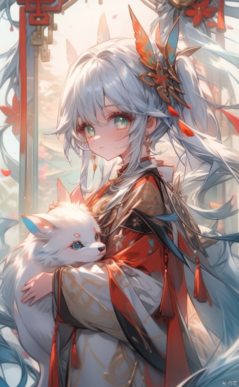  best_quality, extremely detailed details, simple,clean_picture, loli,1_girl,solo,full_body,
pretty face,extremely delicate and beautiful girls,(beautiful detailed eyes),green_eyes,white_hair,very_long_hair, spring_festival,Chinese_style,red_clothes,midjourney portrait, 1girl,yuzu, midjourney portrait