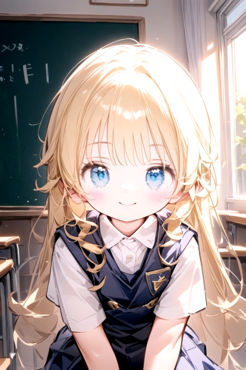  best_quality, extremely detailed details, loli,underage,((shrot)),1_girl,solo,full_body,cute_face,pretty face,extremely delicate and beautiful girls,(beautiful detailed eyes),blue eyes, blonde hair,Flat_chest,smile,barefeet, 
jewelry,school,classroom,((school_girl,school_uniforms)),standing,near_blackboard,
navia_(genshin_impact),front_view,1girl