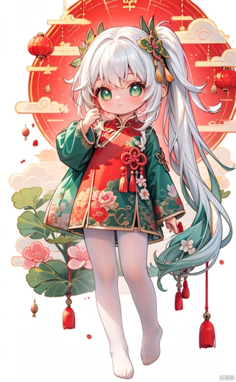  best_quality, extremely detailed details, simple,clean_picture, loli,1_girl,solo,full_body,
pretty face,extremely delicate and beautiful girls,(beautiful detailed eyes),green_eyes,white_hair,very_long_hair, spring_festival,Chinese_style,red_clothes,,(龙年, 1girl
