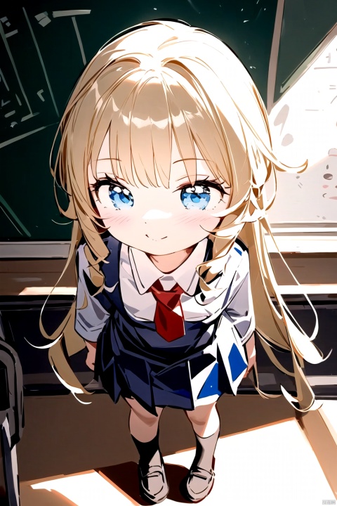  best_quality, extremely detailed details, loli,underage,((shrot)),1_girl,solo,full_body,cute_face,pretty face,extremely delicate and beautiful girls,(beautiful detailed eyes),blue eyes, blonde hair,Flat_chest,smile,barefeet, 
jewelry,school,classroom,((school_girl,school_uniforms)),standing,near_blackboard,
navia_(genshin_impact),1girl