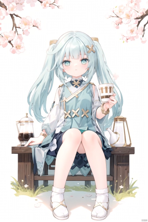  best_quality, extremely detailed details, simple,clean_picture, loli,1_girl,solo,((full_body)),
pretty face,extremely delicate and beautiful girls,(beautiful detailed eyes),bangs, hair_ornament, twintails, green_eyes,blue_eye,Triangular_pupils,light_blue_hair,bracelet,
Chinese_clothes,new_year,Spring_Festival,red_clothes,Chinese_style,hanfu,
cafe,((caffee)),sitting,