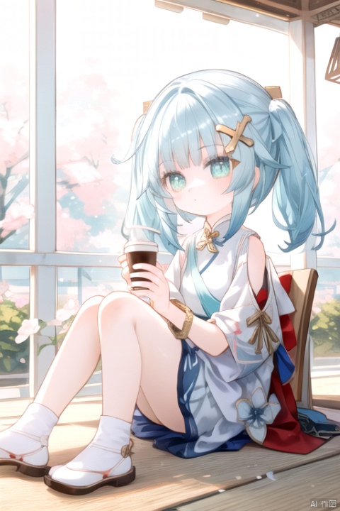  best_quality, extremely detailed details, simple,clean_picture, loli,1_girl,solo,((full_body)),
pretty face,extremely delicate and beautiful girls,(beautiful detailed eyes),bangs, hair_ornament, twintails, green_eyes,blue_eye,Triangular_pupils,light_blue_hair,bracelet,
Chinese_clothes,new_year,Spring_Festival,red_clothes,Chinese_style,hanfu,
cafe,((caffee)),sitting,