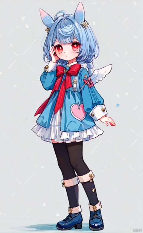  best_quality, extremely detailed details, simple,clean_picture, loli,1_girl,solo,((full_body)),
pretty face,extremely delicate and beautiful girls,(beautiful detailed eyes),red_eyes,blue_hair,animal_ears,segewen, , segewen