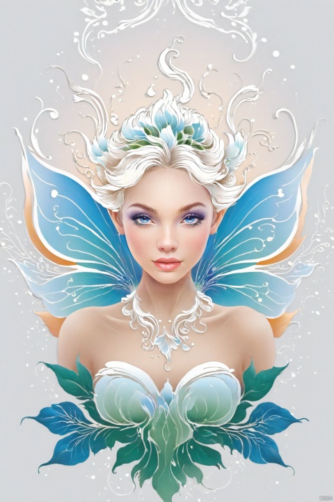  Intricate vector illustration design of a beautiful fairy for t-shirt, 3-6-9 pattern. Elegant, sophisticated, intricate line work, ornate details, muted color scheme, subtle gradients. Art and mathematics fusion, hyper detailed, trending at artstation, sharp focus, studio photography, intricate detail, highly detailed, centered, perfect symmetrical, bright color, solid white background, with adobe illustrator, in the style of Studio Gibli