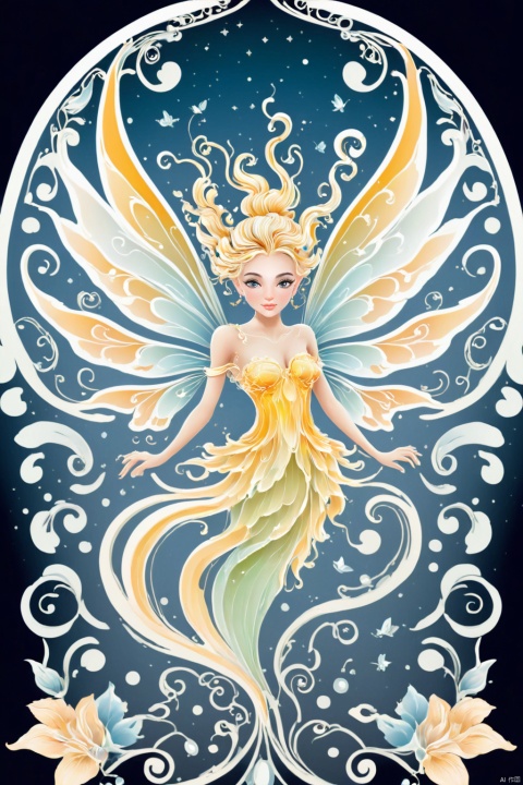  Intricate vector illustration design of a beautiful fairy for t-shirt, 3-6-9 pattern. Elegant, sophisticated, intricate line work, ornate details, muted color scheme, subtle gradients. Art and mathematics fusion, hyper detailed, trending at artstation, sharp focus, studio photography, intricate detail, highly detailed, centered, perfect symmetrical, bright color, solid white background, with adobe illustrator, in the style of Studio Gibli