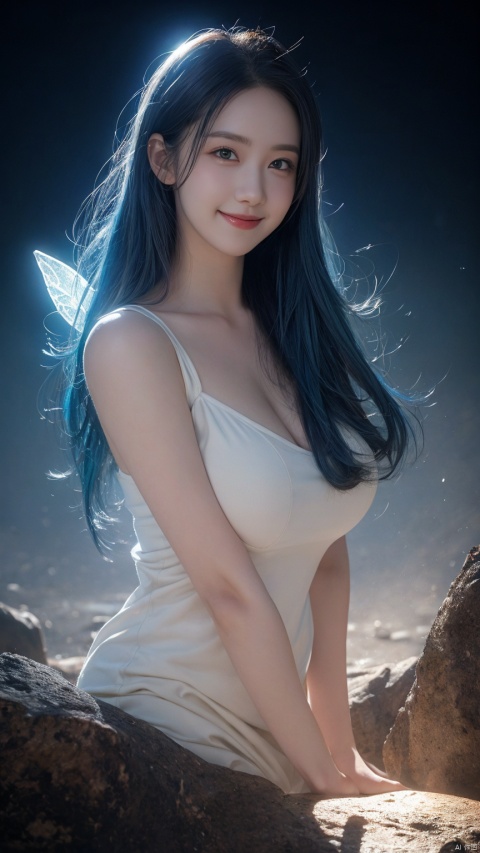 fairy,gigantic_breasts,dream,UHD,light,very_beautiful_face,blue_hair,full_body,smile, backlight,missionary, linyuner,missionary
