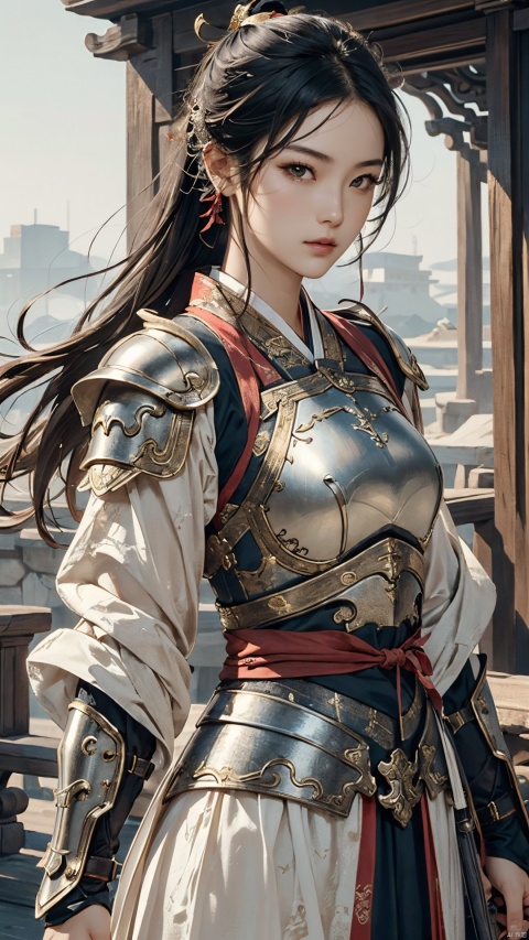  masterpiece,best quality,1girl, beautiful chinese girl, (beautiful detailed armor), (beautiful detailed hanfu), black eyes,(see-through),
Game art,The best picture quality,Highest resolution,8K,(Head close-up),(Rule of thirds),(Female Warrior),looking at viewer,
An eye rich in detail,(knightess),Elegant and noble,indifferent,brave,bandeau top,pauldron,gardebras,
(Ancient runes of light,Combat accessories with rich details,Metallic luster)
(super fucking cool:1.2)