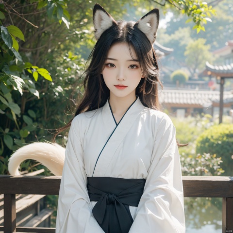  masterpiece,best quality,1girl,hanfu,chinese girl. black eyes,(fox girl),white  fox ear,
(super fucking cool)