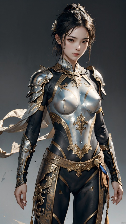  masterpiece,best quality,1girl, beautiful chinese girl, (beautiful detailed armor), (silver armor),(bodypaint:1.2),silver overall bodysuit,
Game art,The best picture quality,Highest resolution,8K,(Female Warrior),looking at viewer,
An eye rich in detail,(knightess),Elegant and noble,indifferent,brave,metallic breastplate,pauldron,gardebras,cameltoe,
(Ancient runes of light,Combat accessories with rich details,Metallic luster),simple background,
(super fucking cool:1.2),
