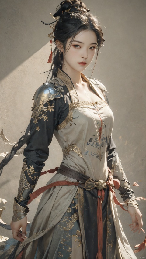  masterpiece,best quality,1girl, beautiful chinese girl, (beautiful detailed armor), black eyes,
Game art,The best picture quality,Highest resolution,8K,(Head close-up),(Rule of thirds),Unreal Engine 5 rendering works, (The Girl of the Future),(Female Warrior),
An eye rich in detail,(knightess),Elegant and noble,indifferent,brave,bandeau top,
(Ancient runes of light,Combat accessories with rich details,Metallic luster)
photo poses,simple background,Ray tracing,Game CG,(3D Unreal Engine),OC rendering reflection pattern,
super fucking cool,
