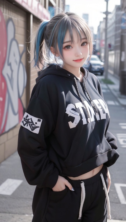  front, illustration, best quality, ultra-detailed, super detailed skin,cute, lovely, extremely detailed,8K,solo,1girl, detailed background,urban, 💫,⭐️,🌟,✨,night,dynamic angle,beautiful eyes,blash,smile,(streetwear:1.5),street style ,(emphasis splatter ),splatter,graffiti,spraycan,❤️,motion,navel,(croptop:0.8),(ear piercing:0.7),two-tone hair color,(cool),(HDR:1),wind
,(jitome:1.2),perfect hand,active,RETRO ART STYLE, NEON_POP ART STYLE, ART STYLE, hands behind back, yunqing, newspaper,light smile,huge_breasts