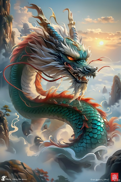 shanhaijing,black eastern dragon, outdoors, horns, teeth, day, no humans, watermark, web address, ure, east asian architecture, eastern dragon, bailing