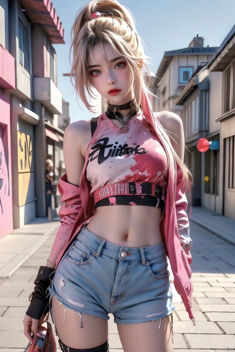  illustration, best quality, ultra-detailed, super detailed skin,cute, lovely, extremely detailed,8K,solo,1girl, detailed background,urban, 💫,⭐️,🌟,✨,night,dynamic angle,beautiful eyes,blash,smile,(streetwear:1.5),street style ,(emphasis splatter ),splatter,graffiti,spraycan,❤️,motion,navel,(croptop:0.8),(ear piercing:0.7),two-tone hair color,(cool),(HDR:1),wind
,(jitome:1.2),perfect hand,active,RETRO ART STYLE, NEON_POP ART STYLE, ART STYLE, hands behind back