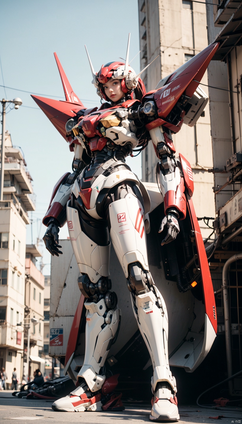  (best quality),(masterpiece),an extremely delicate and beautiful girl,official art,ultra-detailed,(light on face),looking at viewer,(1girl:1.5),solo,standing in front of a big robot
,(long floating blonde hair),Mecha warrior,BREAK, (black mecha:1.2),red mecha,gloden mecha,sunlight,super_mecha,machinery,Real,1girl,robot,mech,Pink Mecha,cyberpunk,steampunk