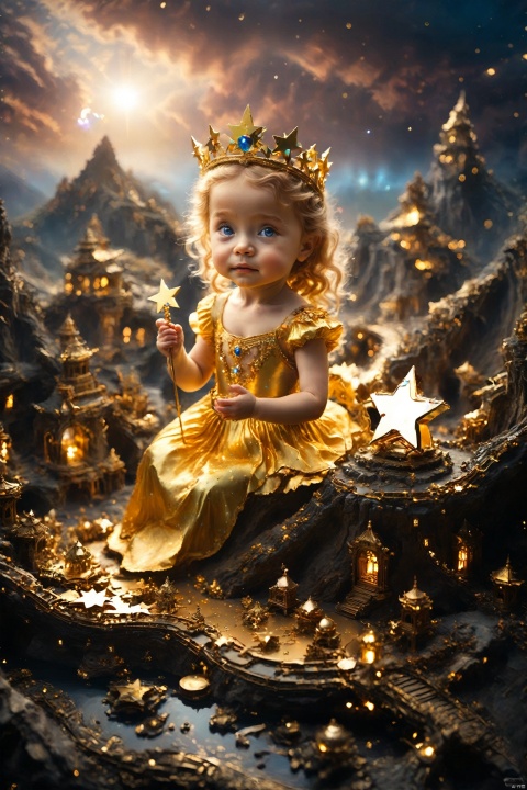  Ultra HD wallpaper, super detail, epic picture, cinematic light and shadow contrast, best quality, master masterpiece, (little girl holding a small cute star dragon baby), (behind the star baby after the transformation of the Fa: 1.46), the Fa is a young and beautiful (Dragon Queen: 1.28), the dragon horn crystal, wearing a star crown, wearing a gorgeous dress composed of stars. Her eyes shone like stars, her hair like stars in the universe, flowing and shining. She holds a star scepter in her hand, representing her infinite cosmic power, and has a shining star ring around her body, possessing mysterious, powerful and intelligent qualities, which can provide powerful guardian power, 1monster, CN mainboard,, lmyy, chibi
