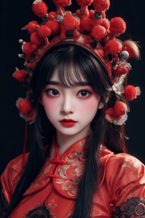  (masterpiece:1.4, best quality),(intricate details),unity 8k wallpaper,frightened,horror,evil spirits,sinophobia,ultra detailed,cooltone,night,1girl,solo,,,CNoperaCostume,,dark theme,sytx,yinjian,red lantern,chinese zombie,death,calamity,dise,the pale face,expressionless,blank stare,large breasts,upper body,, masterpiece, best quality, chinese_opera_jing, xifu