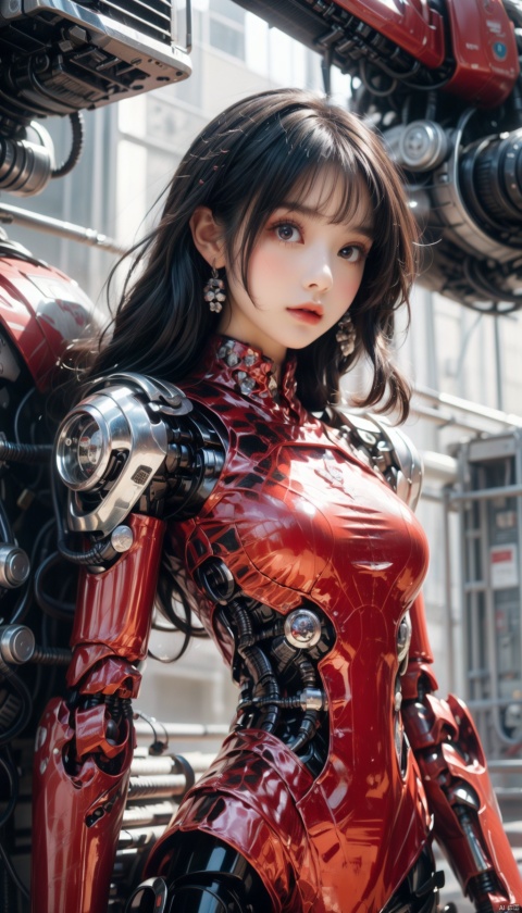  (best quality),(masterpiece),an extremely delicate and beautiful girl,official art,ultra-detailed,(light on face),looking at viewer,(1girl:1.5),solo,standing in front of a big robot
,(long floating blonde hair),Mecha warrior,BREAK, (black mecha:1.2),red mecha,gloden mecha,sunlight,super_mecha,machinery,Real,1girl,robot,mech,Pink Mecha,cyberpunk,steampunk