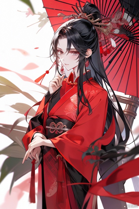 long hair,在床上, gufeng女孩,长发,princess,red china dress,侧身站着,girl、左边侧身,black hairs