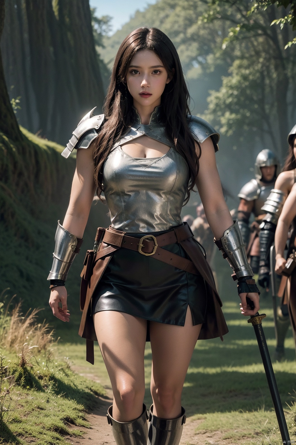  Valkyries, in a state of war damage, walking barefoot in a field full of dead bodies, covered in wounds, bones exposed, carrying weapons as walking sticks, followed by demons, ready to attack, naked, fighting posture, fighting spirit, increased muscular lines, full of battle details, undefeated women, tall women, broad shoulders, narrow waists, fair skin, Gorgeous percussion effects, movie texture, real world scenes, medieval warfare, cold weapons era, flying dragons, roaring at the enemy,Medieval style, medieval warfare, half-armour, fish-scale armour, two-handed sword, leather armour, young girl in armor, holding a sword, fighting on the battlefield, long hair to the waist, tall body, long legs, big chest, abs, increased detail, increased muscle, growling expression, movie texture, dark light, broad shoulders, narrow waist, two legs, two arms, five toes, five fingers, Correct body structure, perfect body details, White Walkers, ice fields, Giants, magic weapons, 16k,