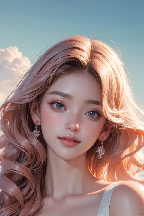 Peerless beautiful girl, exquisite facial features, cute, charming, smiling, official art, medium shot, high-resolution, wavy, mottled sunlight, extremely high resolution, wallpaper, adding details, enhancing clarity, enhancing details, Girl, pink fantasy