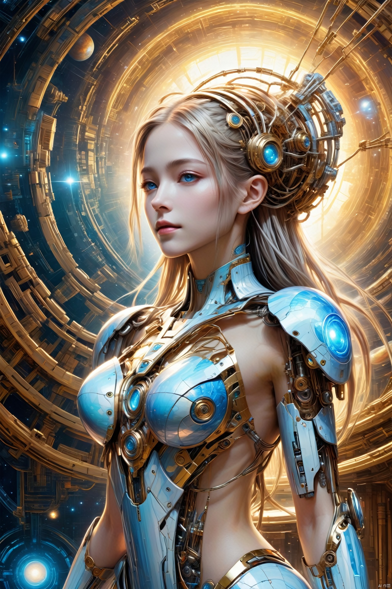  (masterpiece, best quality:2.0),Planet rotation, universe, nebula, stars,masterpiece, best quality, Universe Sky Theme dress,1girl,thin body,tall,,standing,((White long hair)), bangs, blue eyes, smile, (masterpiece, best quality:1.2), Mystical Serenity, Cybernetic Utopia, Augmented Realities, Sacred Technological Fusion, Transcendent Mindfulness, Futuristic Cybernetics, Mechanical Marvels, Divine Connections, Techno-Spiritual Awakening, Cybernetic Enlightenment, Sacred Circuitry, Transhumanistic Reflections, Cybernetic Zen, Mechanical Ascendance, Divine Integration of Technology, Techno-Spiritual Harmony, Cybernetic Transcendence, Sacred Synthesis of Man and Machine, Technological Divinity, Cybernetic Path to Enlightenment, Mechanical Visions of the Divine, Techno-Spiritual Evolution, Cybernetic Sacred Geometry, Mechanical Limbs of Enlightenment, Technological Sanctity, Cybernetic Nexus of the Divine, Sacred Code of the Future, Techno-Spiritual Exploration, Cybernetic Temple of Transcendence, Mechanical Wonders of the Sacred Realm, Technological Pathways to the Divine, Cybernetic Harmony with the Sacred, Mechanical Manifestations of the Divine, Techno-Spiritual Union with Technology, 1girl, CRGF