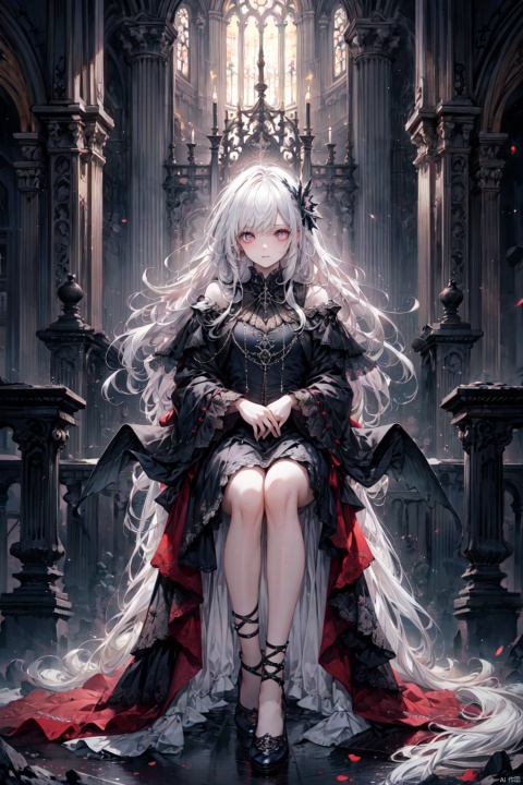  a girl inside the church with white hair and blue pupil surrounded by (many) glowing (feathers) in cold face, night with bright colorful lights whith richly layered clouds and clouded moon in the detailed sky, (a lot of glowing particles),long hair,cool movement, (filigree), delicate and (intricate) hair, ((sliver)) and (broken) body, blue streaked hair, full body, depth of field,
BREAK
(masterpiece,best quality:1.4),absurdres,unity 8k wallpaper,highly detailed,beautiful and aesthetic,official art,exquisite CG,highlights,natural light,Super realistic,cinematic lighting texture,