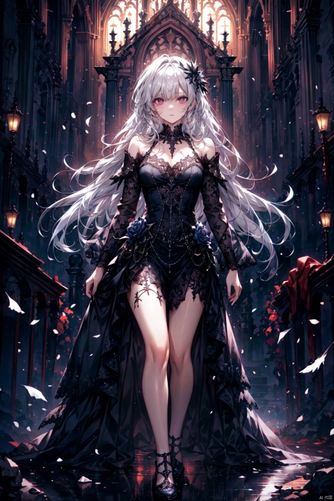  a girl inside the church with white hair and blue pupil surrounded by (many) glowing (feathers) in cold face, night with bright colorful lights whith richly layered clouds and clouded moon in the detailed sky, (a lot of glowing particles),long hair,cool movement, (filigree), delicate and (intricate) hair, ((sliver)) and (broken) body, blue streaked hair, full body, depth of field,
BREAK
(masterpiece,best quality:1.4),absurdres,unity 8k wallpaper,highly detailed,beautiful and aesthetic,official art,exquisite CG,highlights,natural light,Super realistic,cinematic lighting texture,