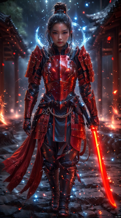  Full body, A female warrior in red armor, she stands alone among the stars, forming a magnificent picture with the planets and stars around her. Her armor was as red as fire, as if it could burn the universe, and the red katana in her hand shone with a cold light, as if it could Pierce all obstacles. The female warrior's hair, red as fire, fluttered across the void of the universe, in stark contrast to her armor.
1 girl,full body,masterpiece,
render,technology, (best quality) (masterpiece), (highly detailed), 4K,Official art, unit 8 k wallpaper, ultra detailed, masterpiece, best quality, extremely detailed, dynamic angle,atmospheric,highdetail,exquisitefacialfeatures,futuristic,sciencefiction,CG, (wielding katana beyond head:1.2), MAJICMIX STYLE