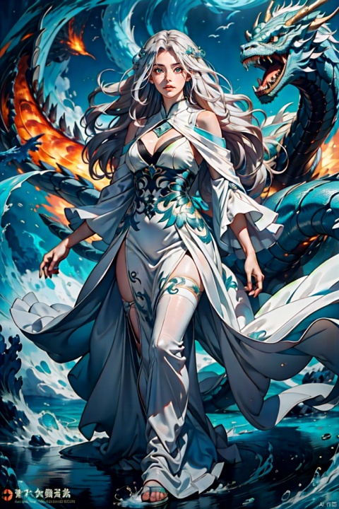  In a vast ocean, the girl met the dragon. She has long golden hair and her eyes are as clear as the blue sea and sky. She was wearing a white long skirt, with the hem swaying gently with the waves of the seawater. Her smile is bright and gives people a warm feeling. At the same time, the appearance of the dragon is also very eye-catching. Its scales are like hard steel, emitting a cold light. The eyes of the dragon are deep and bright, as if they can see through everything. Its tail is long and sturdy, like a steel whip, with infinite power.
1 girl and 1 dragon,masterpiece,
render,technology, (best quality) (masterpiece), (highly detailed), 4K,Official art, unit 8 k wallpaper, ultra detailed, masterpiece, best quality, extremely detailed, dynamic angle,atmospheric,highdetail,exquisitefacialfeatures,futuristic,sciencefiction,CG, chinese dragon, sdmai, 1gril,1boy, sdmai,Peacock style