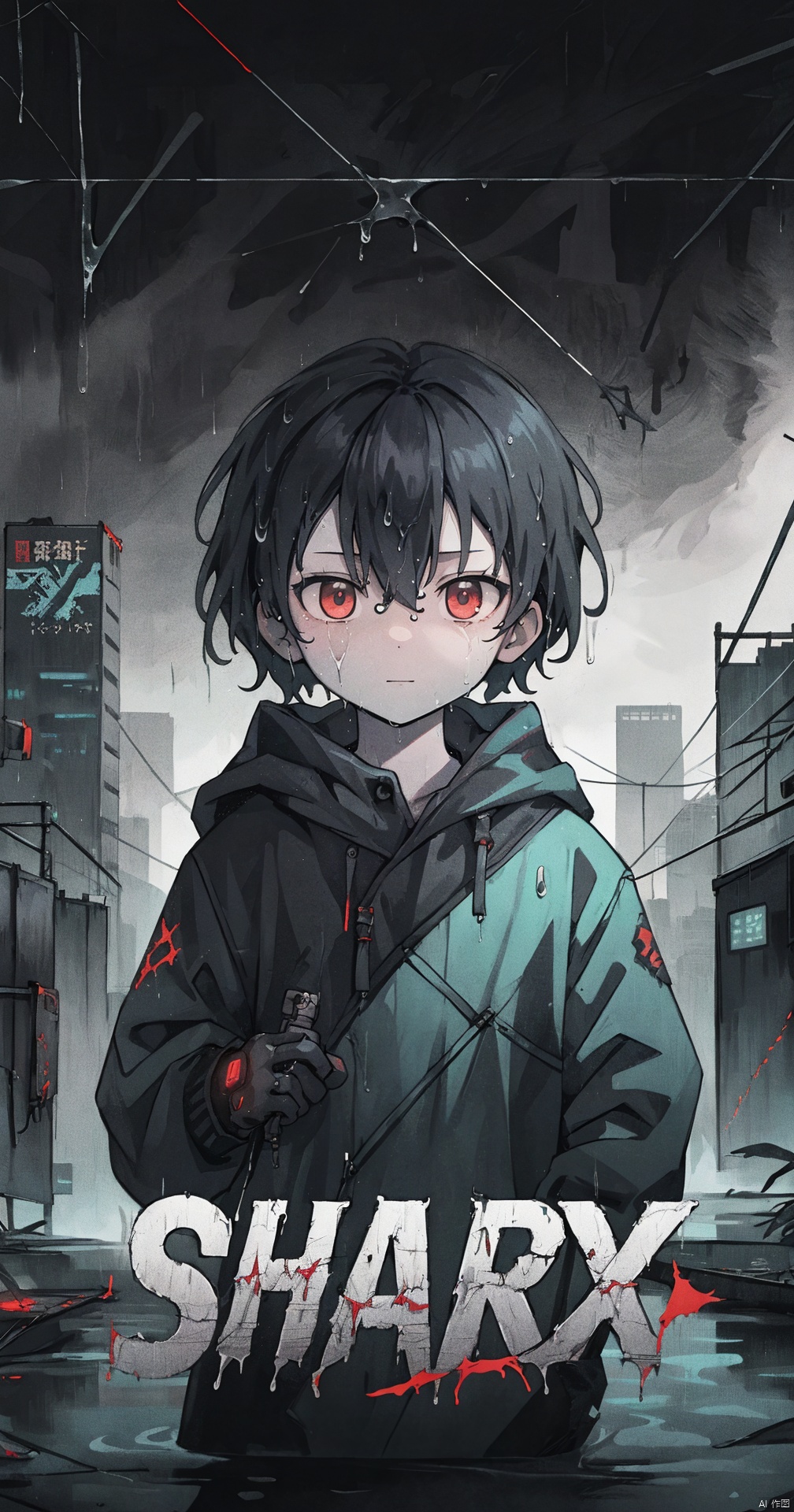  e style thriller poster,character name, English fonnt,1gril,solo,
,hafu,china,cyberpunk theme,e style thriller posterl,(masterpiece:1.1), (best quality:1.2), highres, original, extremely detailed wallpaper, official art, shota,rain,water