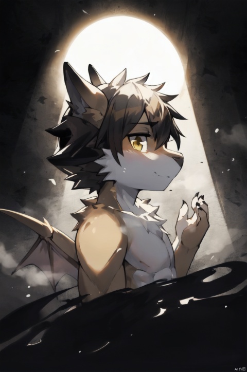  dark silhouette of an ethereal shadow of a dragon | appearing in the mist | chiaroscuro | dark golden palette | 8K; darkness; shadow silhouette, furry, shota, qzhsws