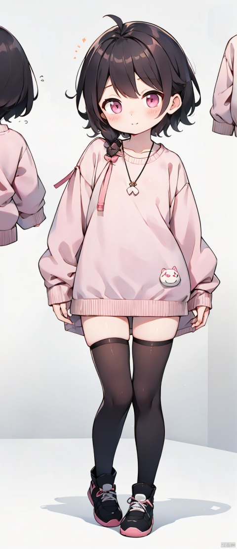  sweater dress, pink sweater,Sweet, beautiful, charming, cute, very cute, super cute., three views, catwalk, shota