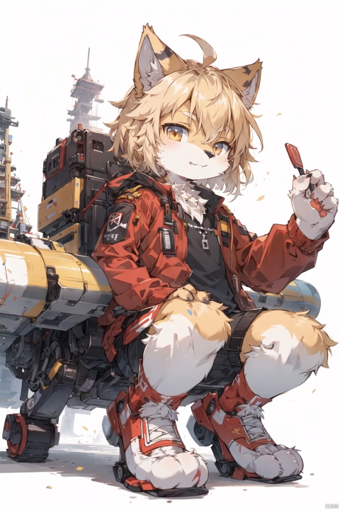  solo, absurdres, highres, ultra detailed, masterpiece, Furry wolf Girl,flip hair,play ,blonde,cccp soviet plane ,face focus,communist ,digital art style,(kid:1.2), bichu, Migunov, Furry girl,sketch,fur paws, pick, aircraft,sci-fic, robot, crawler, furry girl, shota, furry