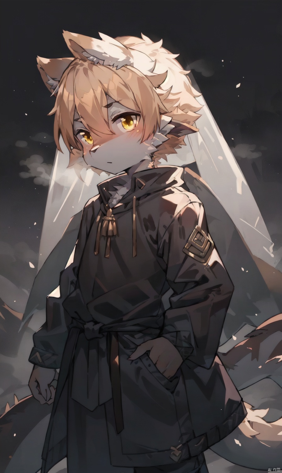  dark silhouette of an ethereal shadow of a dragon | appearing in the mist | chiaroscuro | dark golden palette | 8K; darkness; shadow silhouette, furry, shota, qzhsws