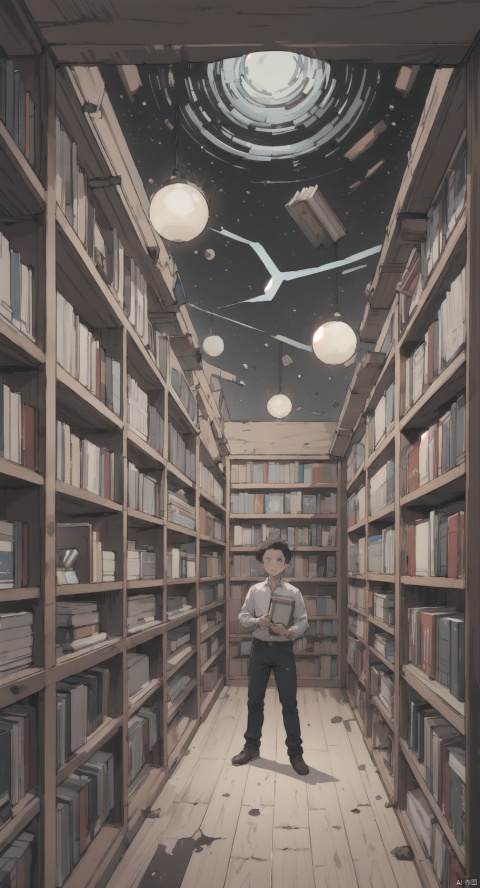 arafed image of a man standing in a library with books, endless books, borne space library artwork, books cave, fantasy book illustration, spiral shelves full of books, infinite celestial library, an eternal library, gothic epic library concept, magic library, japanese sci - fi books art, beeple and jean giraud, books all over the place, ,lib_bg