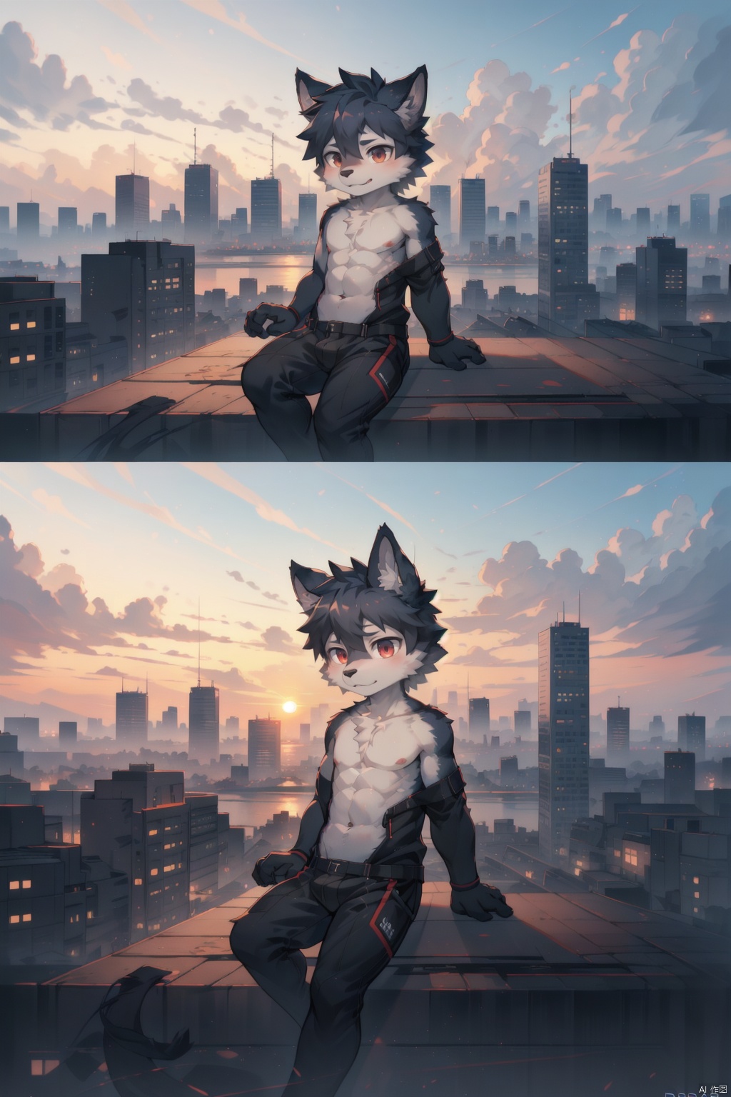  Best quality, masterpiece, photorealistic, 32K uhd, official Art,
1girl, dofas, solo,cityscape,sunset,double exposure photography, furry, shota