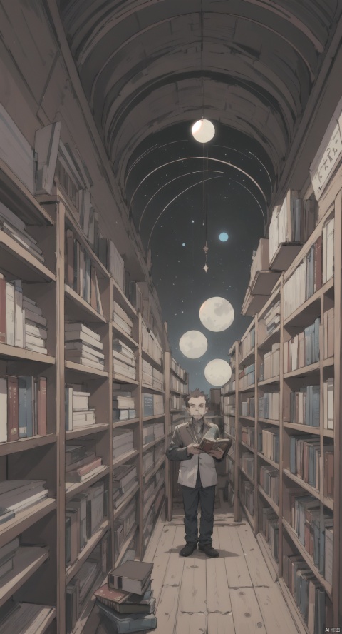 arafed image of a man standing in a library with books, endless books, borne space library artwork, books cave, fantasy book illustration, spiral shelves full of books, infinite celestial library, an eternal library, gothic epic library concept, magic library, japanese sci - fi books art, beeple and jean giraud, books all over the place, ,lib_bg