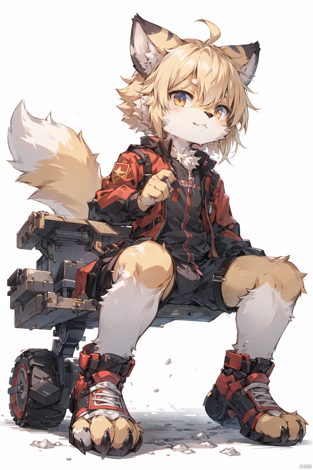  solo, absurdres, highres, ultra detailed, masterpiece, Furry wolf Girl,flip hair,play ,blonde,cccp soviet plane ,face focus,communist ,digital art style,(kid:1.2), bichu, Migunov, Furry girl,sketch,fur paws, pick, aircraft,sci-fic, robot, crawler, furry girl, shota, furry