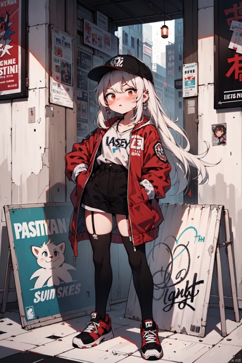  skyscraper, building, city, cityscape, hat, earrings, baseball_cap, 1girl, long_hair, jacket,stockings, solo, architecture, shoes, city_lights, east_asian_architecture, looking_at_viewer, , neonpunkai, BJ_Violent_graffiti, midjourney, furry, shota, at night