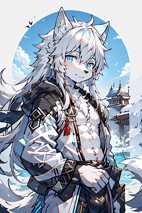  1man,Correct body structure,Correct finger structure,Correct pupil structure,single person, white fur, wolf, white hair, long hair,bluepupils,nj5furry
**,贞操锁,雄性,性奴隶