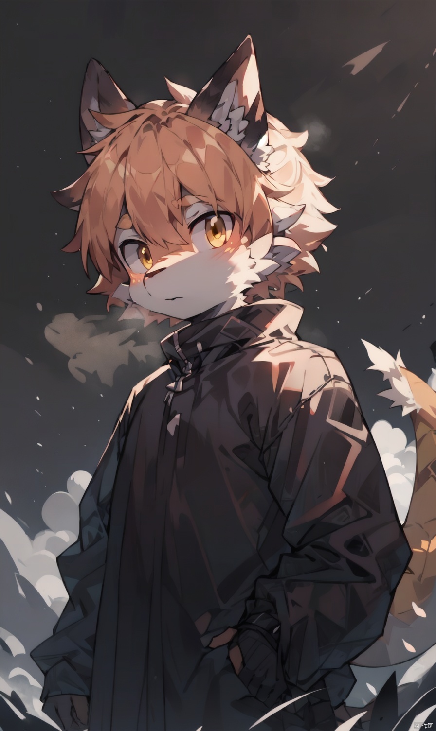  dark silhouette of an ethereal shadow of a dragon | appearing in the mist | chiaroscuro | dark golden palette | 8K; darkness; shadow silhouette, furry, shota, qzhsws