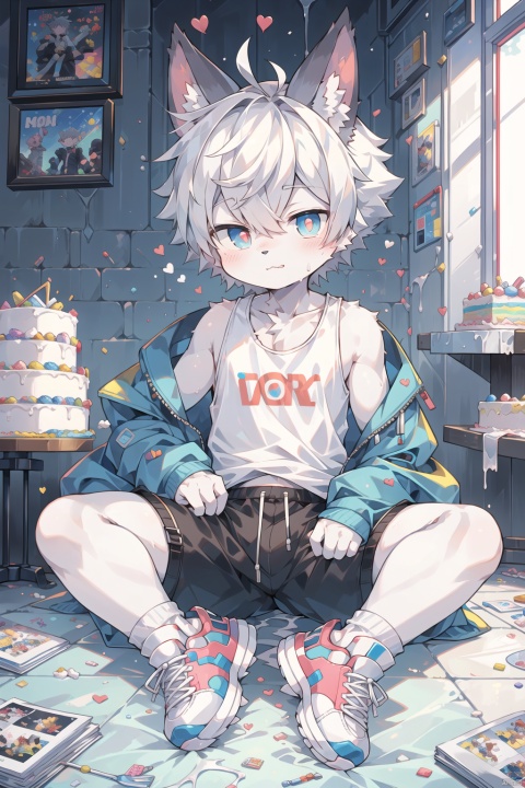  furry,goo,love,boy,shota,T-shirt,shots,coat,white socks,sneakers,love,rabbit,tank,Heterochromatic pupil, build up,cake,candies,food,magazine, HTTP, , pixel art, shota