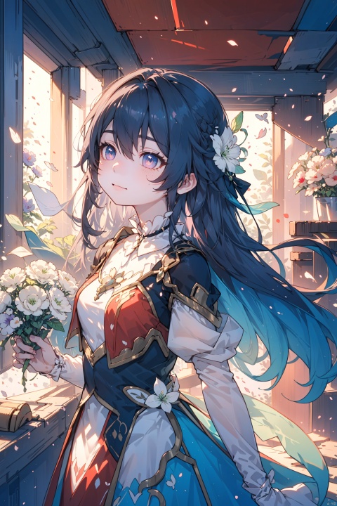  1girl, long hair, flower, Lisianthus, in the style of red and light azure, dreamy and romantic compositions, red, ethereal foliage, playful arrangements, fantasy, high contrast, ink strokes, explosions, over exposure, purple and red tone impression, abstract, whole body capture, ,
, 1girl, liuying, shota