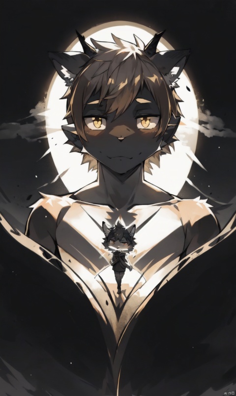  dark silhouette of an ethereal shadow of a dragon | appearing in the mist | chiaroscuro | dark golden palette | 8K; darkness; shadow silhouette, furry, shota, qzhsws