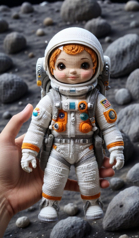  looking_at_viewer,Best quality,masterpiece,,astronaut,space,spacecraft,moon,Sewing doll, 3DIP, tr mini style