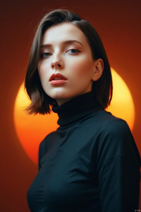  A stunning intricate full color portrait of (sks woman:1), wearing a black turtleneck, epic character composition, by ilya kuvshinov, alessio albi, nina masic, sharp focus, natural lighting, subsurface scattering, f2, 35mm, film grain