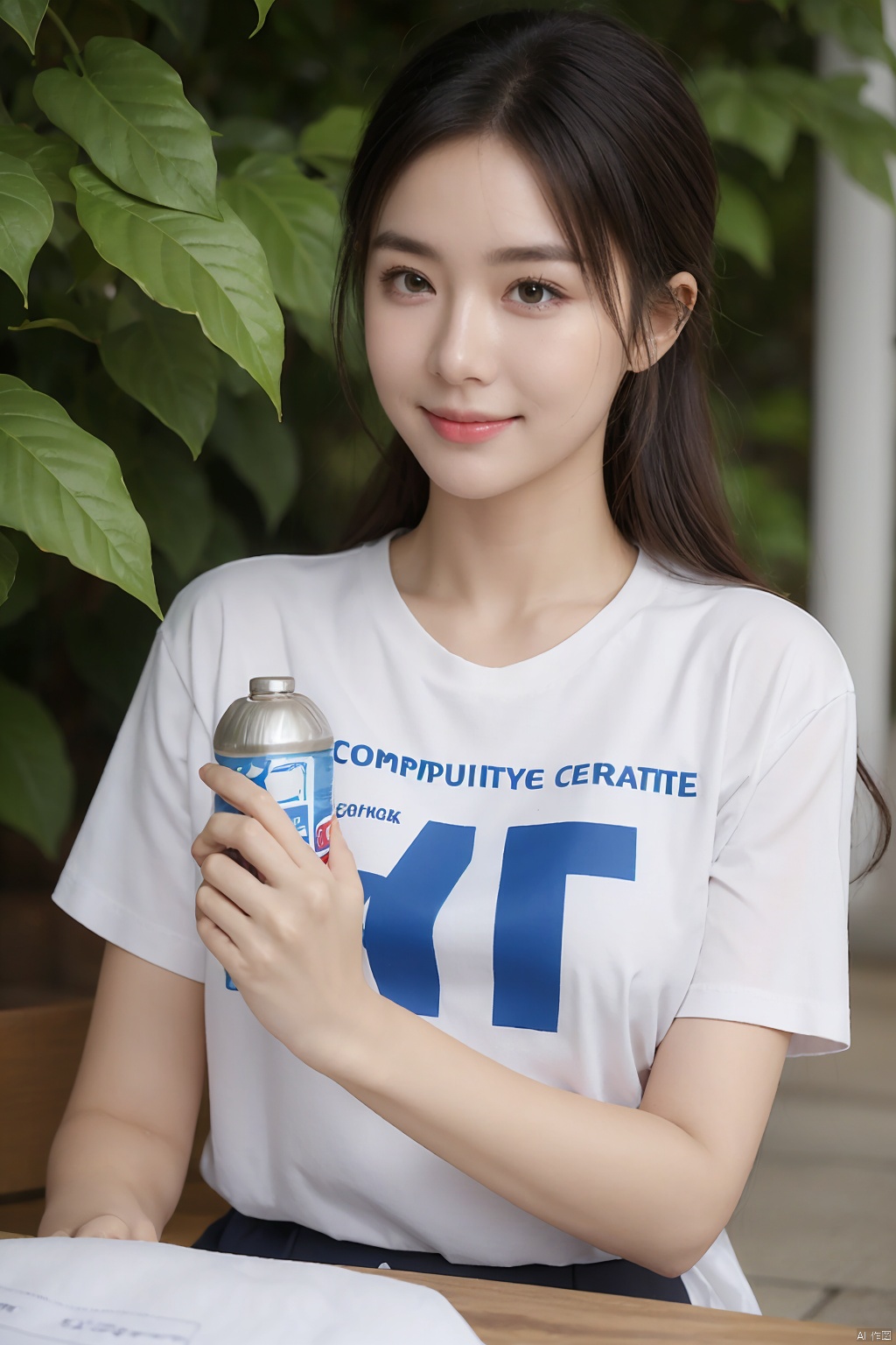  Girl, in volunteer's T-shirt, Autumn, community park, cheerful colors, Helping hands symbol, community service event, making a difference, fostering harmony, kind face, (photo realistic: 1.3), Soft lighting, (compassionate skin: 1.2), 8K ultra-hd, DSLR, high quality, high resolution, 8K, lending a helping hand, spreading positivity, YoungVolunteer, Compassionate age, cap, water bottle, volunteer badge, commitment to community, CaringSoul.