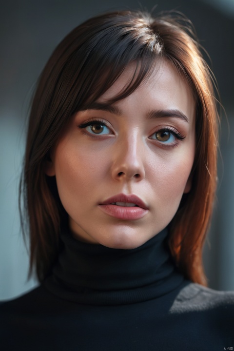  A stunning intricate full color portrait of (sks woman:1), wearing a black turtleneck, epic character composition, by ilya kuvshinov, alessio albi, nina masic, sharp focus, natural lighting, subsurface scattering, f2, 35mm, film grain