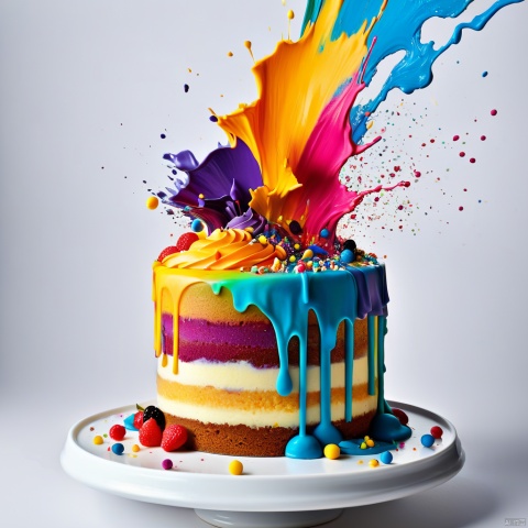  (((Mix of color))), artistic, mixed cake, beautiful, appealing, food, nice, explosive colors, masterpiece, elegant, perfect composition, 8k,